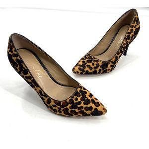 Kenneth Cole Bon-Together Leopard Animal Print Calf Hair Pointed Heeled Pumps 7M